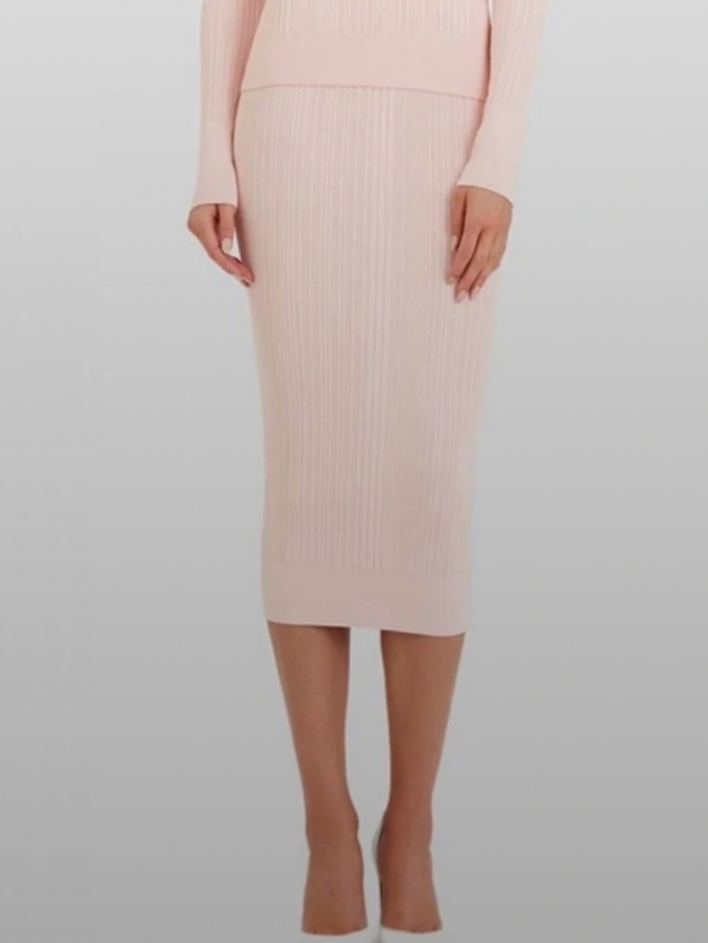 Herve Leger Bandage Variegated Rib Skirt size S Peony Midi Stretch Knit NWT